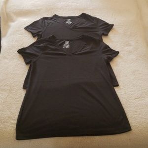 2 Athletic Works Size M Black V-Neck Tee Shirts